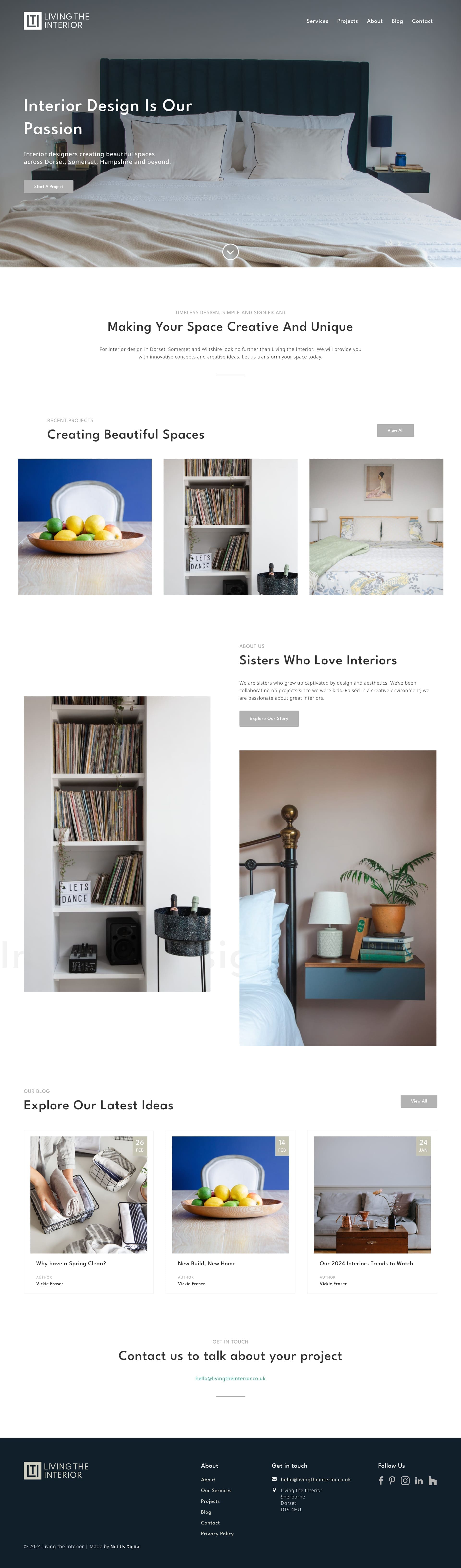 Living the Interior homepage design